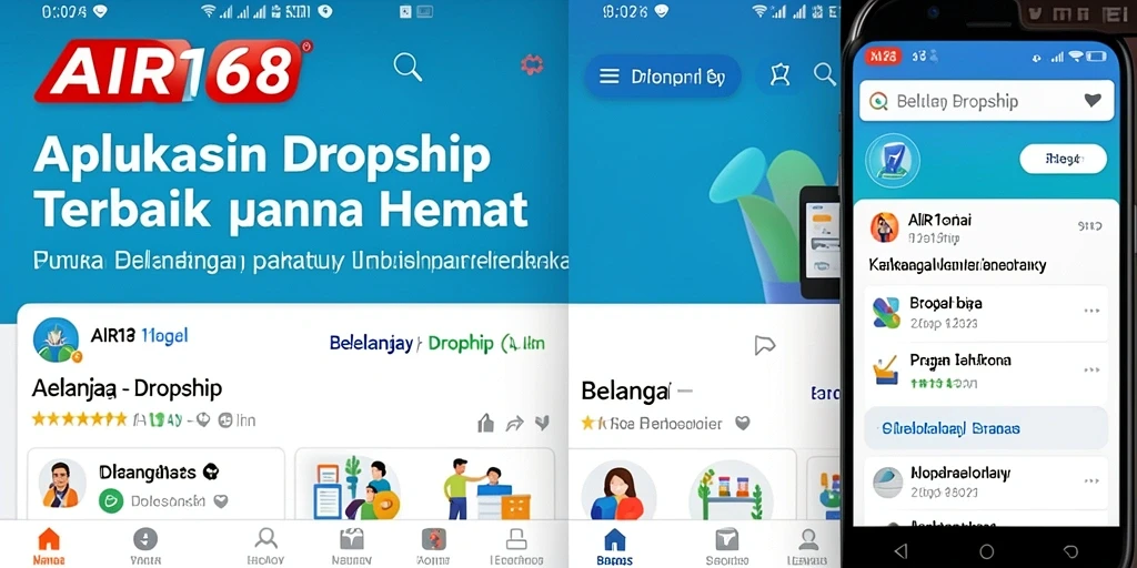 Antarmuka aplikasi AIR168 yang memudahkan pengguna dalam berbelanja dropship.