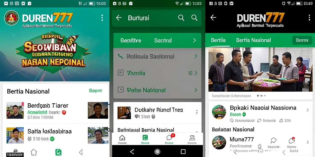 Tampilan antarmuka utama DUREN777 dengan berita nasional terbaru.