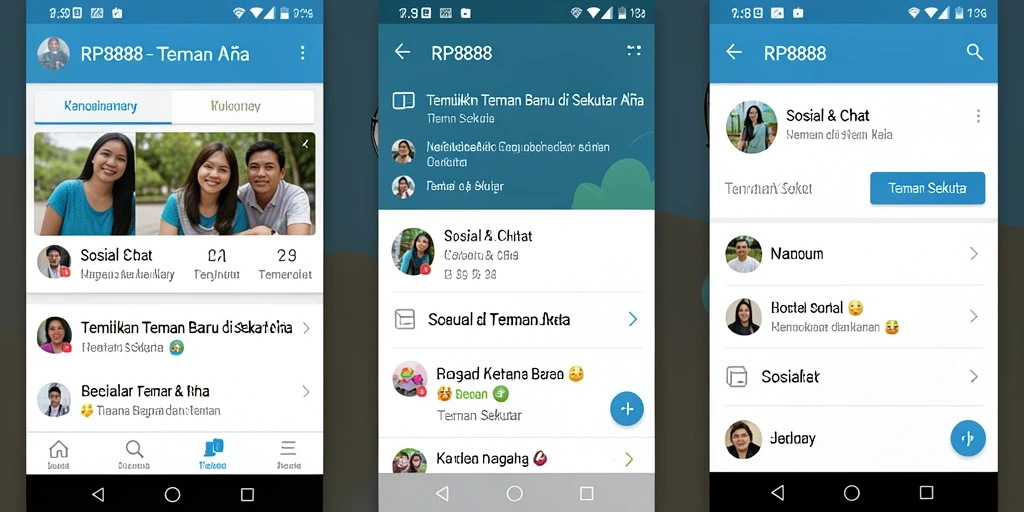 Tampilan antarmuka RP8888 yang menarik untuk mencari teman baru.