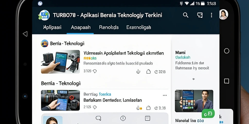 Tampilan antarmuka TURBO78 dengan berita teknologi terbaru.